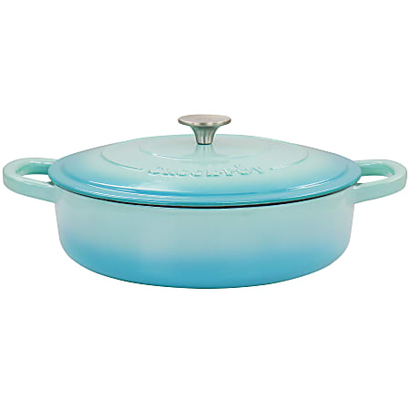Crock-Pot&reg; Artisan 5-Quart Enameled Cast Iron Braiser Pan, Gradient Aqua Blue