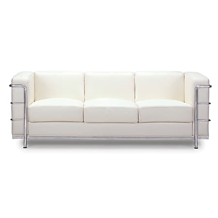 ZUO Modern Fortress Chair, Sofa, 26"H x 76"W x 26"D, White/Chrome