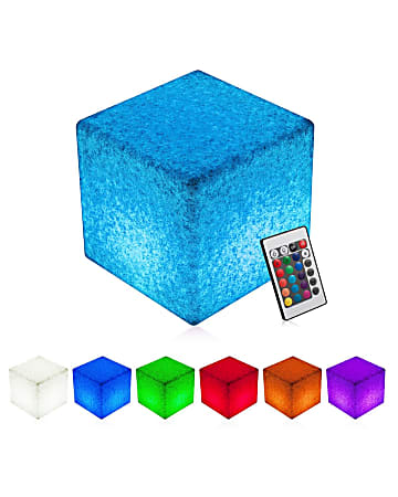INNOKA 12" Cube LED Waterproof & Cordless Granite Rechargeable Glow Light RGB Color Changing