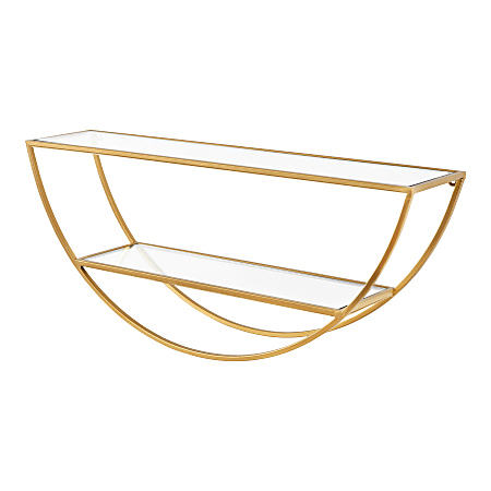 Kate and Laurel Tancill Half-Circle Wall Shelves, 11”H x 26”W x 6”D, Gold