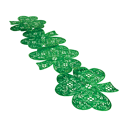 Amscan St. Patrick's Day Vinyl Shamrock Table Runner, 14-3/4" x 35-13/16", Green