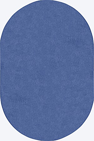 Joy Carpets® Kids' Essentials Oval Area Rug, Just Kidding™, 7-1/2' x 12', Cobalt Blue