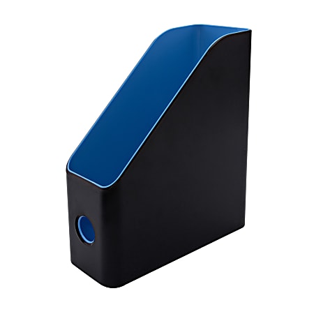 Advantus Fusion Magazine File, 12"H x 4 1/4"W x 9 1/2"D, Black/Blue