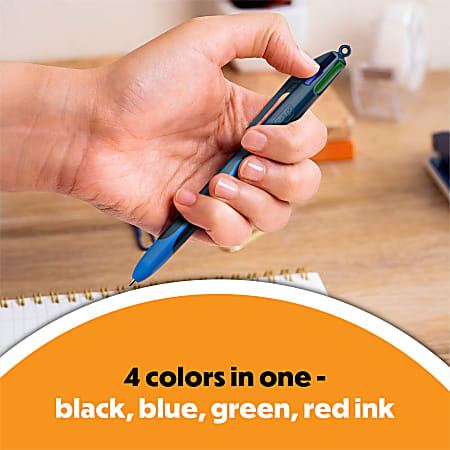 BIC 4-Color Grip Kugelschreiber, 3er Pack – 4 Farben (schwarz, Blau, Rot, Grün) In Einem Stift