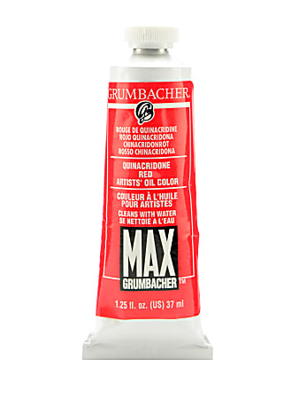 Grumbacher Max Water Miscible Oil Colors, 1.25 Oz, Quinacridone Red, Pack Of 2