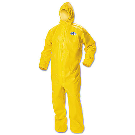 Kimberly-Clark® Professional KleenGuard A70 Chemical-Splash Hooded Protection Coveralls, X-Large, Yellow, Pack Of 12 Coveralls