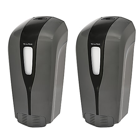 Alpine Aspen Commercial Refillable Manual Liquid Soap Dispensers, 8-3/4"H x 4-1/4"W x 3-1/4"D, Gray, Pack Of 2 Dispensers