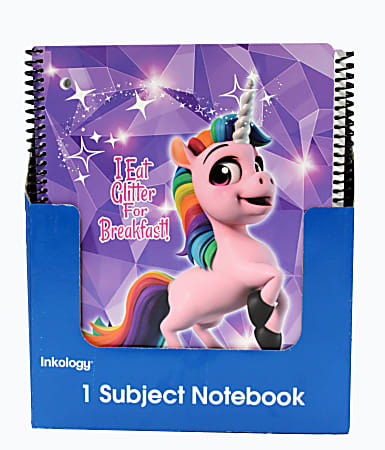 Inkology Notebooks, Rainbow Rangers, 8-1/2" x 11", College Ruled, 140 Pages (70 Sheets), Assorted Designs, Pack Of 12 Notebooks