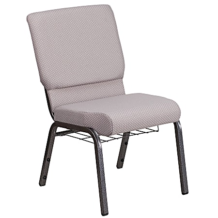 Flash Furniture HERCULES Church Chair With Book Rack, Gray Dot/Silver Vein