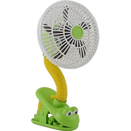 O2 Cool 4-Inch Portable Clip Fan - Frog - 1 Speed - Clip-on, Flexible Neck - 10.5" Height x 9.1" Width x 5.7" Depth - Plastic - Green