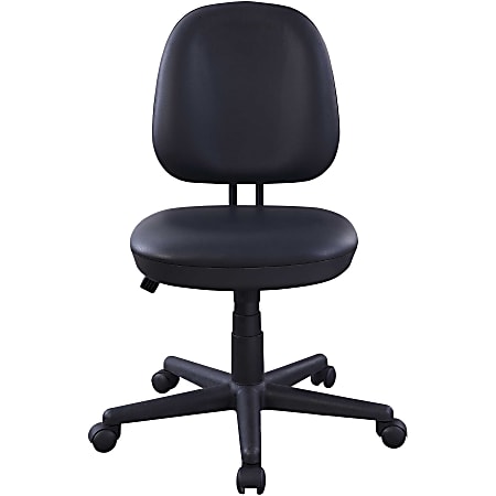 Lorell Contoured Back Stool - Vinyl, Plastic Seat - Vinyl, Plastic Back - 5-star Base - Black - 1 Each