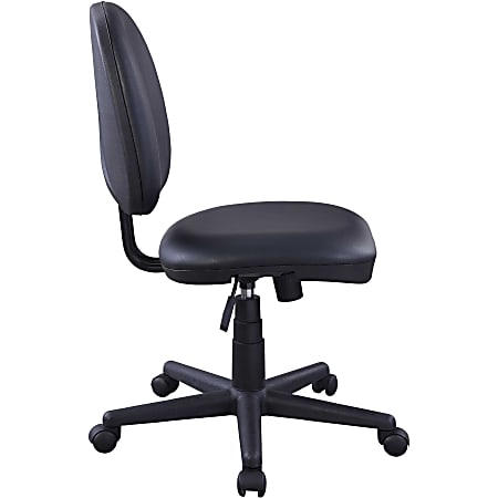 Lorell Contoured Back Stool - Vinyl, Plastic Seat - Vinyl, Plastic Back - 5-star Base - Black - 1 Each