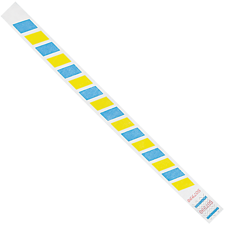 Tyvek® Wristbands, Stripes, 3/4" x 10", Blue/Yellow, Case Of 500