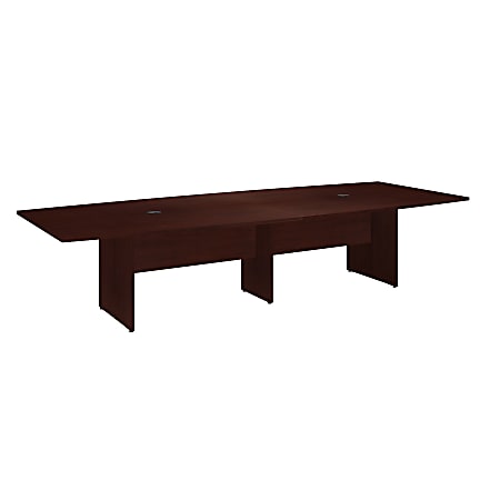 Bush Business Furniture 120"W x 48"D Boat Shaped Conference Table with Wood Base, Harvest Cherry, Premium Installation