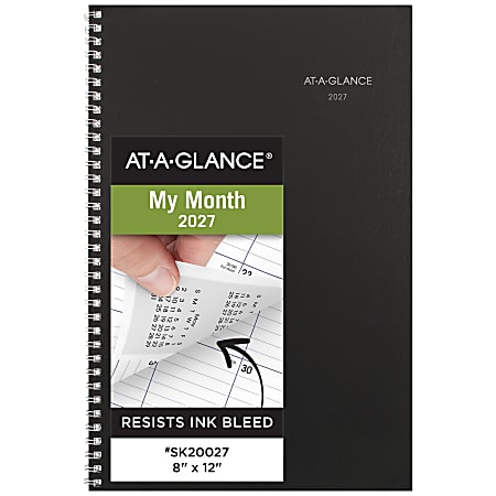 AT-A-GLANCE® DayMinder® 2027 Monthly Planner, Black, Large, 8" x 12", SK20027