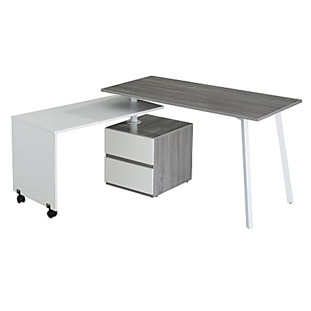 Techni Mobili 51"W Rotating Multi-Positional Computer Desk, Gray