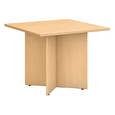 Bush Business Furniture 36"W Square Conference Table with Wood Base, Natural Maple, Standard Delivery