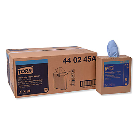 Tork Industrial 4-Ply Paper Wipers, 8-1/2" x 16-1/2", Blue, 90 Towels Per Box, Carton Of 10 Boxes