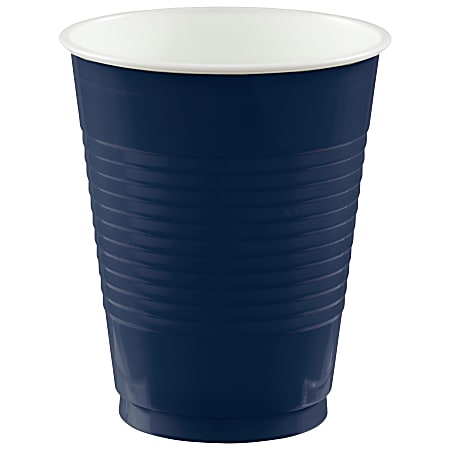 Amscan Plastic Cups, 18 Oz, Navy Blue, Set Of 150 Cups