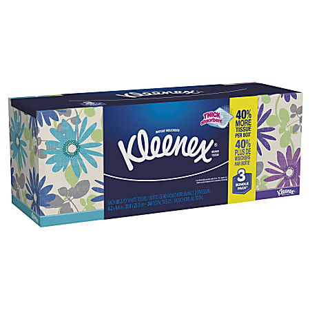 Kleenex® 2-Ply Boutique Everyday Tissues, White, 80 Sheets Per Box, Pack Of 3 Boxes