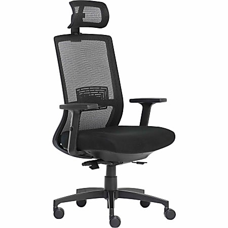 Lorell Mesh Task Chair - Fabric, Memory Foam Seat - Black - Armrest - 1 Each