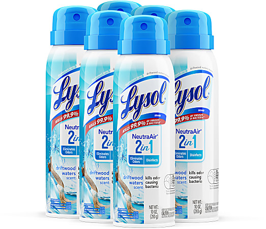 Lysol® Disinfectant Spray, 10 Oz, Driftwood Waters, Case Of 6 Bottles