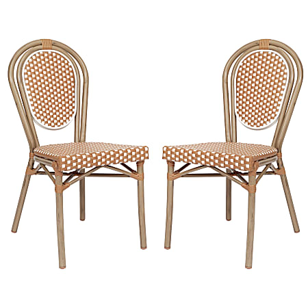 Flash Furniture 2 Pack Lourdes Indoor/Outdoor Commercial Thonet Bistro Stacking Chair, Natural & White/Light Natural Frame -2SDA6422SNWLTN
