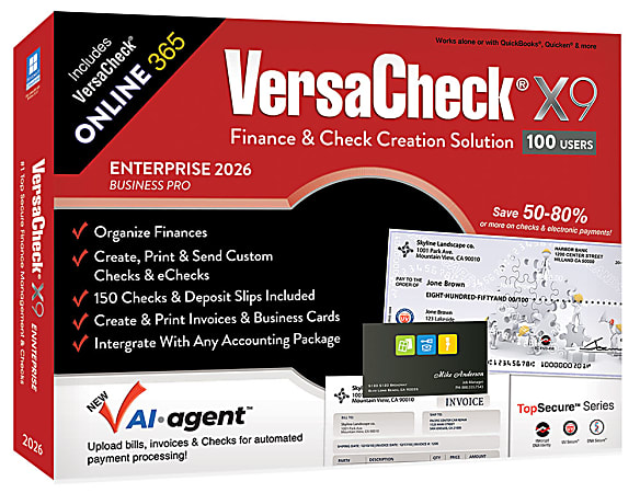 VersaCheck X9 Enterprise 2026 + VersaCheck ONLINE Pro Bundle, 100 Users, 1-Year Subscription, PC, Download