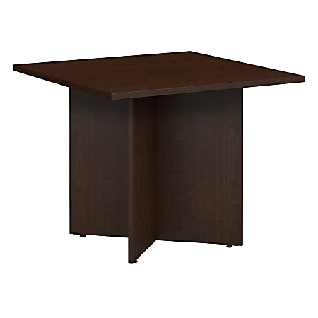 Bush Business Furniture 36"W Square Conference Table with Wood Base, Mocha Cherry, Premium Installation