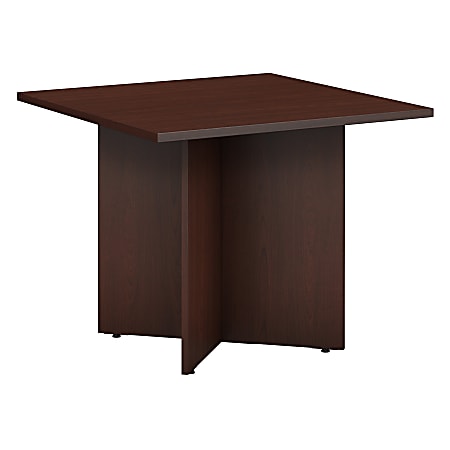Bush Business Furniture 36"W Square Conference Table with Wood Base, Harvest Cherry, Standard Delivery