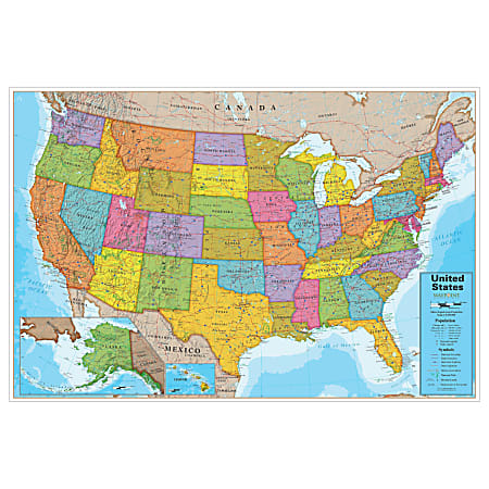 Waypoint Geographic Blue Ocean Laminated Wall Map, 24" x 36", USA