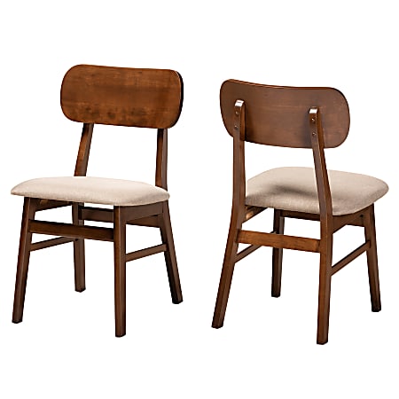 Baxton Studio Euclid Dining Chairs, Sand/Walnut Brown, Set