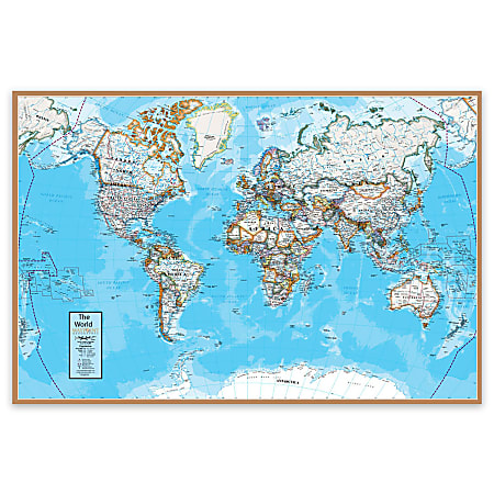 Waypoint Geographic Contemporary Laminated Wall Map, 24" x 36", World