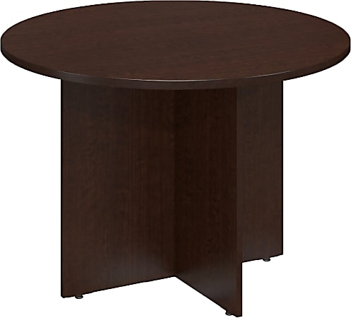 Bush Business Furniture Round Conference Table with Wood Base, 42"W, Mocha Cherry, Standard Delivery