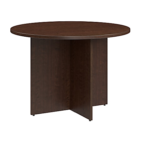 Bush Business Furniture Round Conference Table with Wood Base, 42"W, Mocha Cherry, Standard Delivery