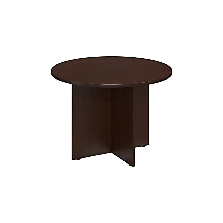 Bush Business Furniture Round Conference Table 42"W, Mocha Cherry with Wood Base, Premium Installation