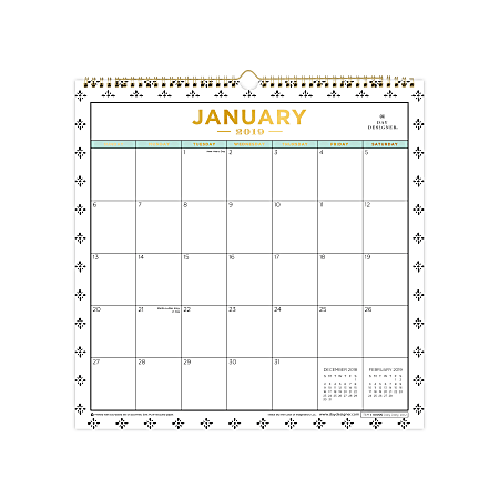 Day Designer for Blue Sky Monthly Wall Calendar, 12" x 12", Daily Daisy, January to December 2019