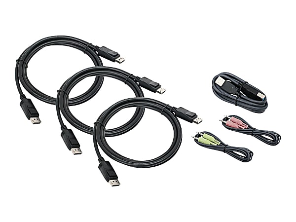 IOGEAR G2L9302U 4K Triple View DisplayPort USB KVM Cable Kit - Video/USB/audio cable - TAA Compliant - G2L9302U