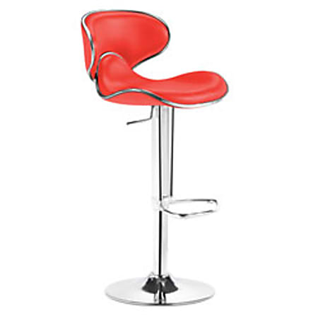 Zuo® Modern Fly Barstool, Chrome/Red