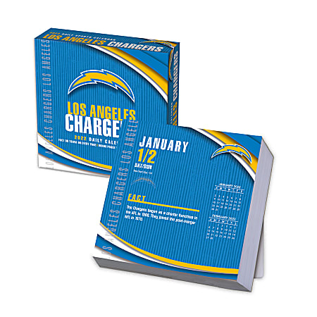 Lang Turner Licensing Boxed Daily Desk Calendar, 5-1/4" x 5-1/4", Los Angeles Chargers, January To December 2022