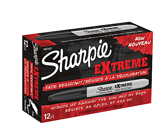 Sharpie® Extreme Permanent Markers, Fine Point, Black, Pack Of 12