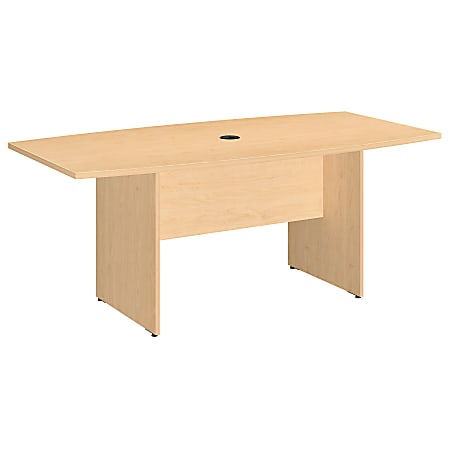 Bush Business Furniture 72"W x 36"D Boat Shaped Conference Table with Wood Base, Natural Maple, Premium Installation