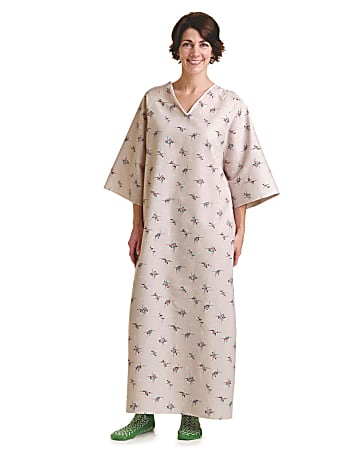 Medline Tie Side Patient Gowns, 52", Galaxy Gray, Pack Of 12