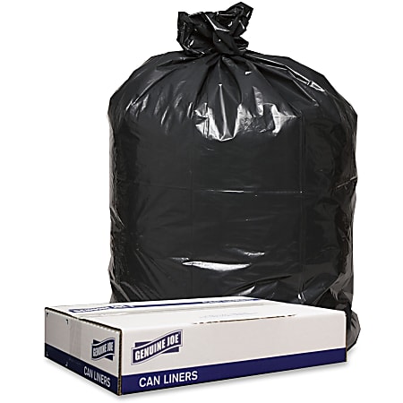 Genuine Joe Low Density Black Can Liners - 56 gal Capacity - 43" Width x 47" Length - 1.20 mil (30 Micron) Thickness - Low Density - Black - 100/Carton - Can - Recycled