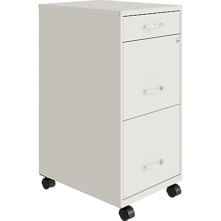 NuSparc 18"D Vertical 3-Drawer Mobile File Cabinet, White , 1 Each