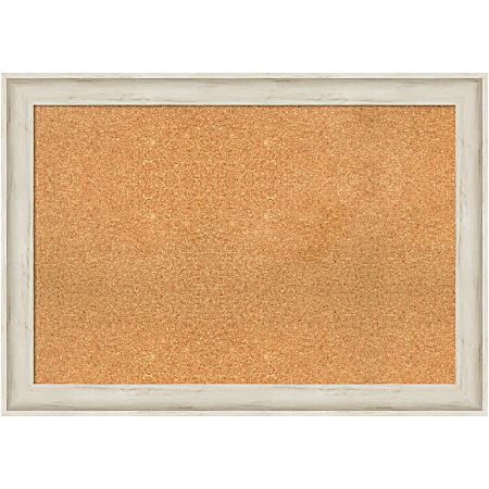 Amanti Art Non-Magnetic Cork Bulletin Board, 41" x 29", Natural, Regal Birch Cream Plastic Frame