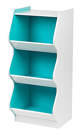 IRIS 38"H 3-Tier Storage Organizer-Shelf With Footboard, Blue/White