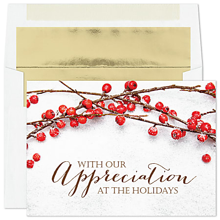 Custom Full-Color Holiday Cards With Envelopes, 7-7/8" x 5-5/8", Berry Appreciation, Box Of 25 Cards/Envelopes