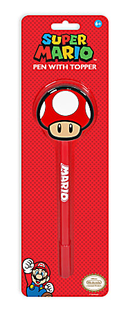 Innovative Designs 2D Licensed Topper Ballpoint Pen, Medium Point, 0.7 mm, Red/Blue, Super Mario Brothers