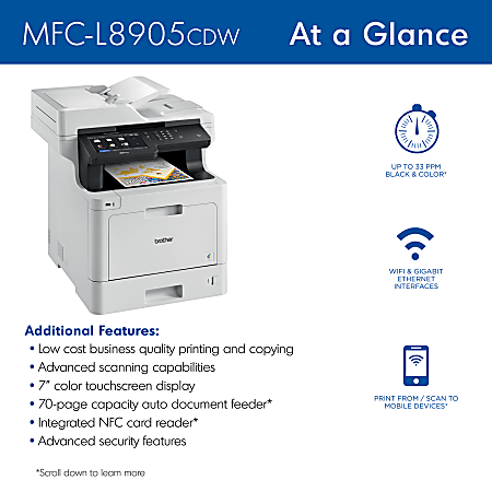 Brother® Business MFCL8905CDW Wireless Laser All-In-One Color Printer